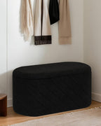 Oval Ottoman with Storage Bench Folding Foot Rest