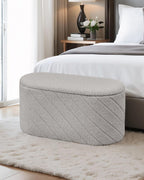 Oval Ottoman with Storage Bench Folding Foot Rest