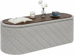 Oval Ottoman with Storage Bench Folding Foot Rest
