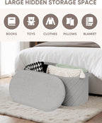 Oval Ottoman with Storage Bench Folding Foot Rest