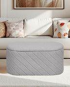 Oval Ottoman with Storage Bench Folding Foot Rest