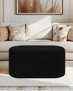 Oval Ottoman with Storage Bench Folding Foot Rest