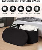 Oval Ottoman with Storage Bench Folding Foot Rest