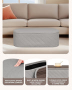 Oval Ottoman with Storage Bench Folding Foot Rest