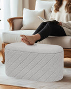 Oval Ottoman with Storage Bench Folding Foot Rest