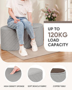 Oval Ottoman with Storage Bench Folding Foot Rest