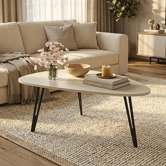 Oval Coffee Table Rustic Wooden Single Tier Centre