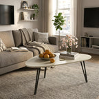 Oval Coffee Table Rustic Wooden Single Tier Centre