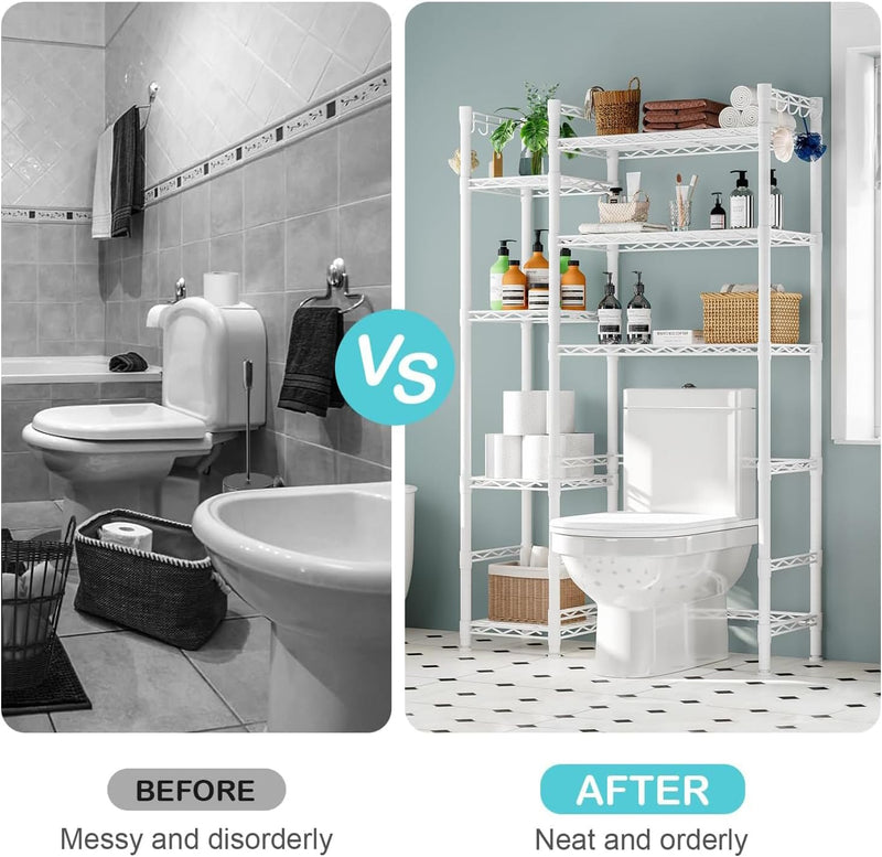 Over the Toilet Storage Rack with Adjustable Shelves
