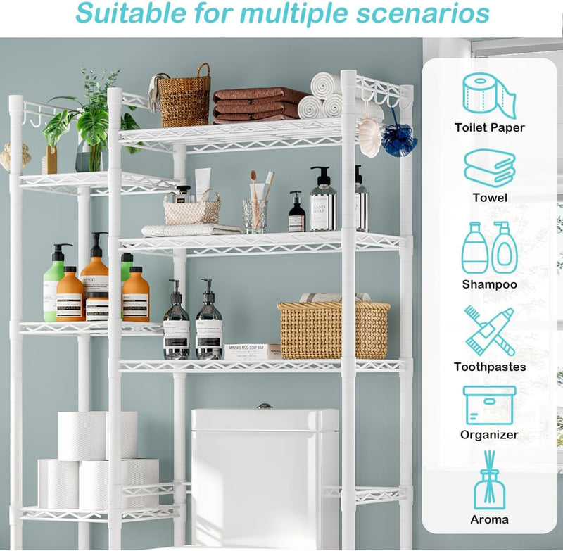 Over the Toilet Storage Rack with Adjustable Shelves