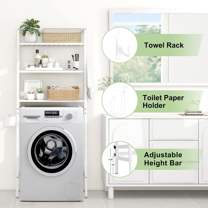 Over Toilet Storage Unit Wooden 3-Tier Over-The-Toilet Rack
