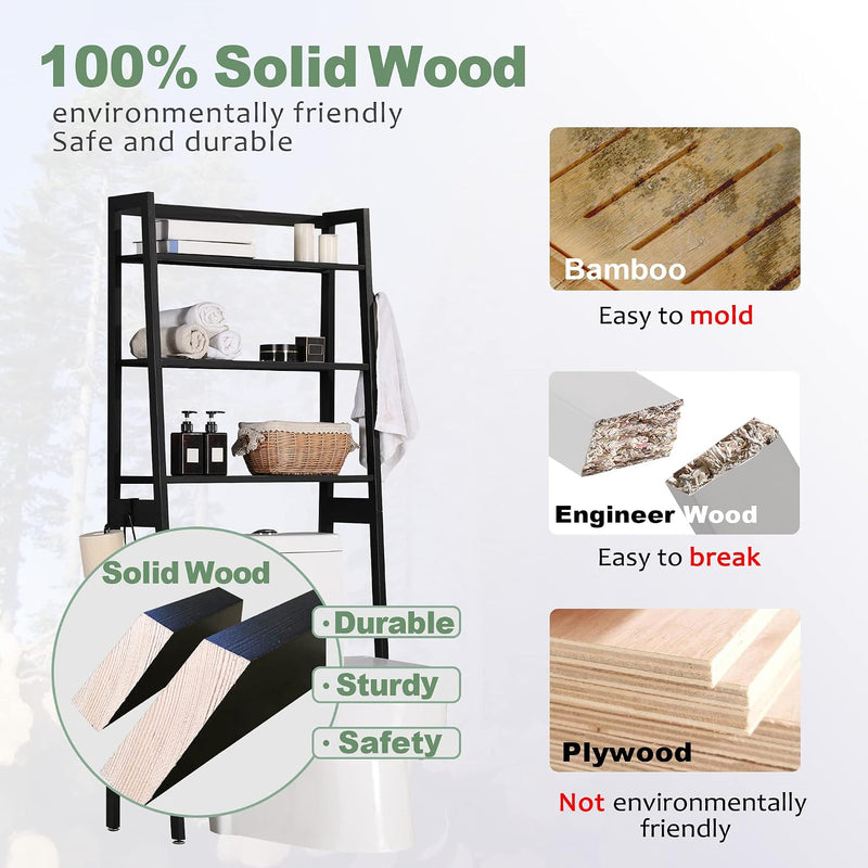 Over Toilet Storage Unit Wooden 3-Tier Over-The-Toilet Rack