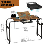Overbed Desk with Wheels Adjustable Rolling Laptop Table