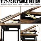 Overbed Desk with Wheels Adjustable Rolling Laptop Table