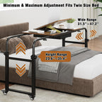 Overbed Desk with Wheels Adjustable Rolling Laptop Table
