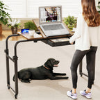 Overbed Desk with Wheels Adjustable Rolling Laptop Table