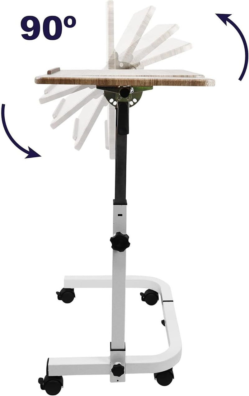 Overbed Table on Wheels Tilting Hospital Bed Wood