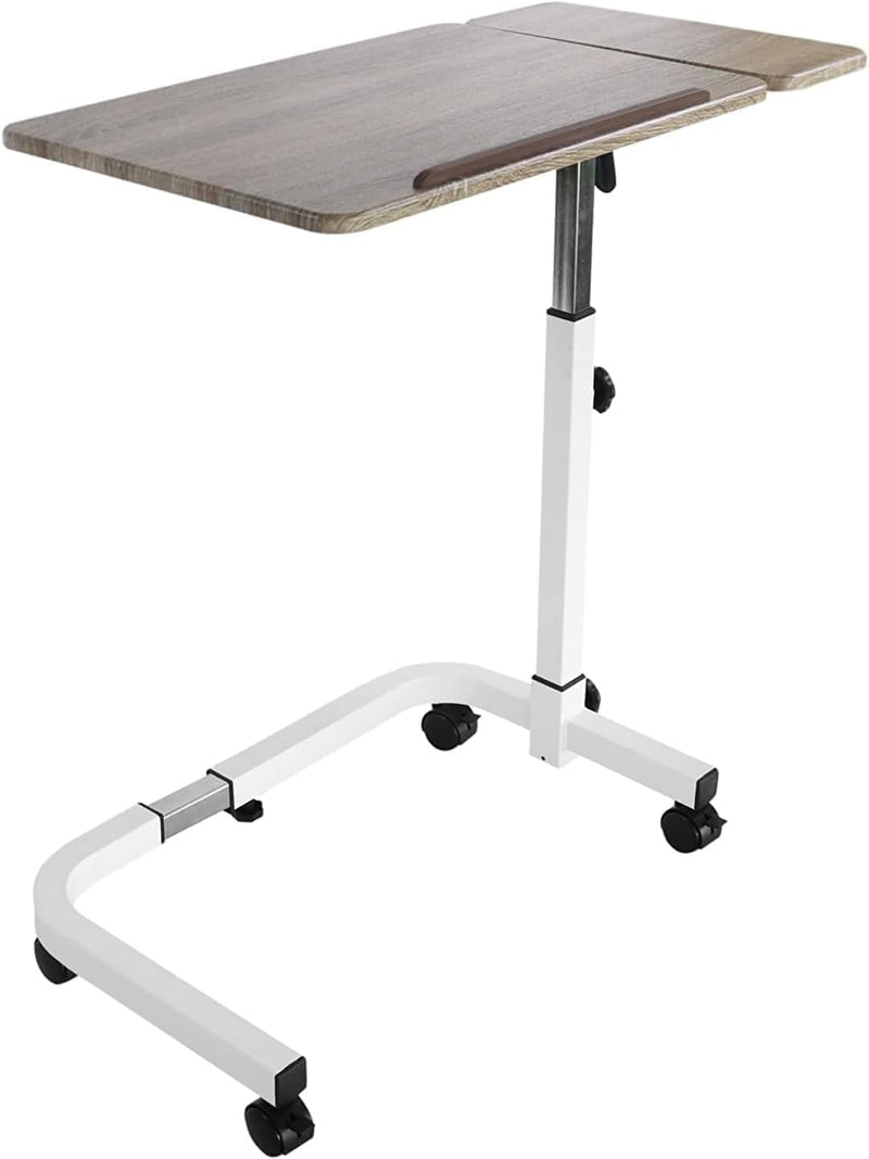 Overbed Table on Wheels Tilting Hospital Bed Wood