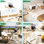 Overbed Table with Height Adjustable 67-101CM Pneumatic Lift