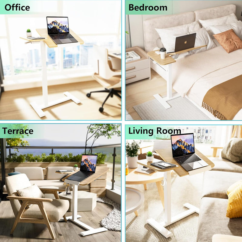 Overbed Table with Height Adjustable 67-101CM Pneumatic Lift