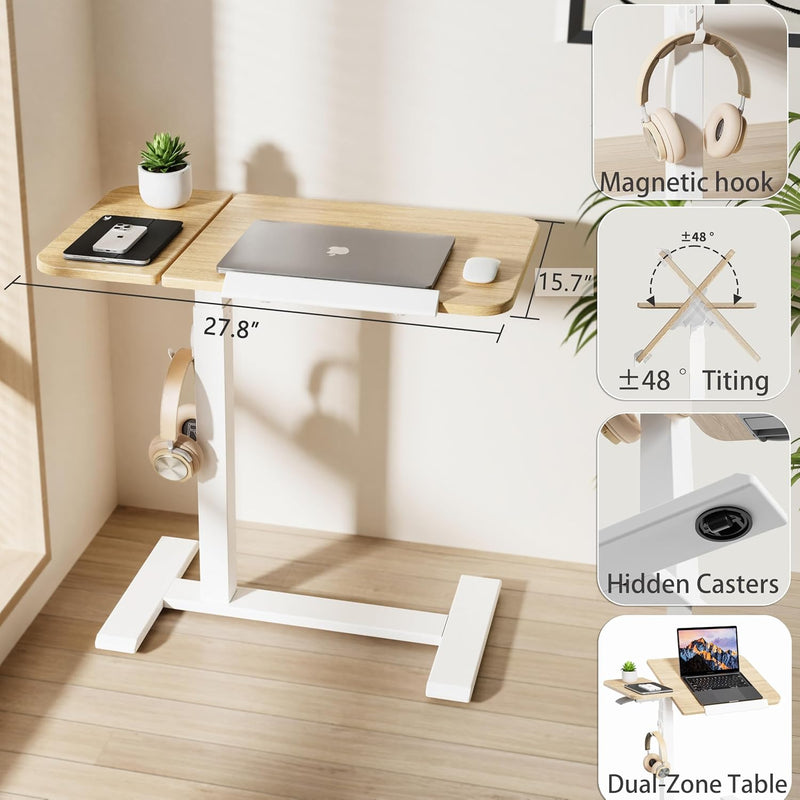 Overbed Table with Height Adjustable 67-101CM Pneumatic Lift
