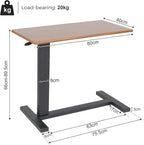 Overbed Table with Hidden Wheels Height Adjustable Tilting