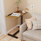 Overbed Table with Hidden Wheels Height Adjustable Tilting