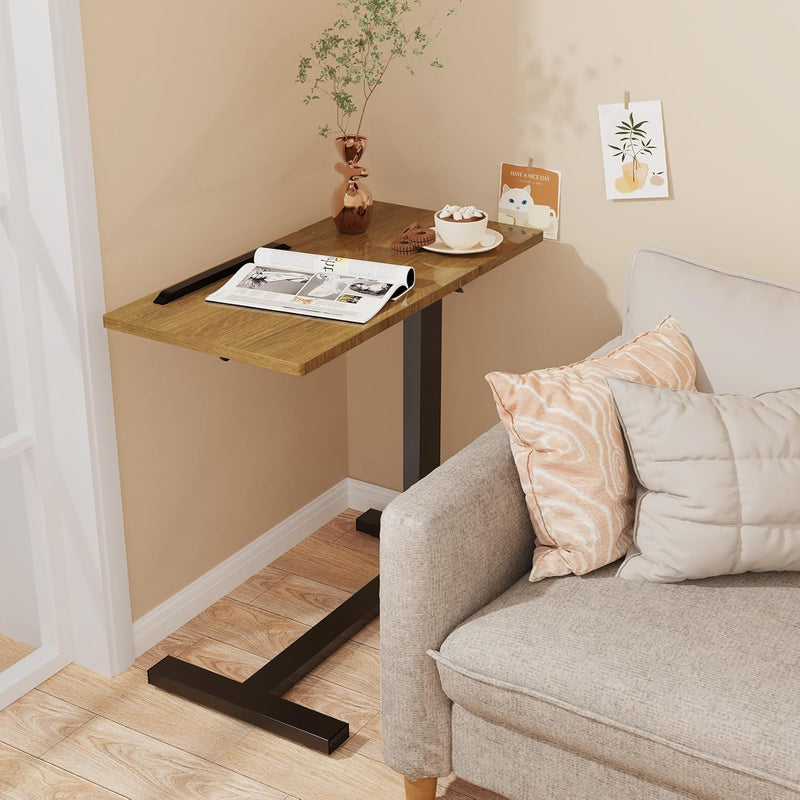 Overbed Table with Hidden Wheels Height Adjustable Tilting