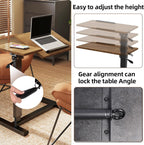 Overbed Table with Hidden Wheels Height Adjustable Tilting