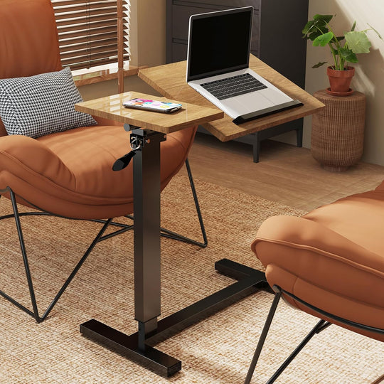 Overbed Table with Hidden Wheels Height Adjustable Tilting