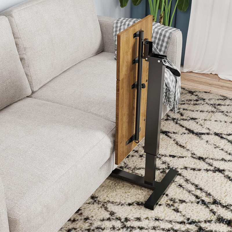 Overbed Table with Hidden Wheels Height Adjustable Tilting
