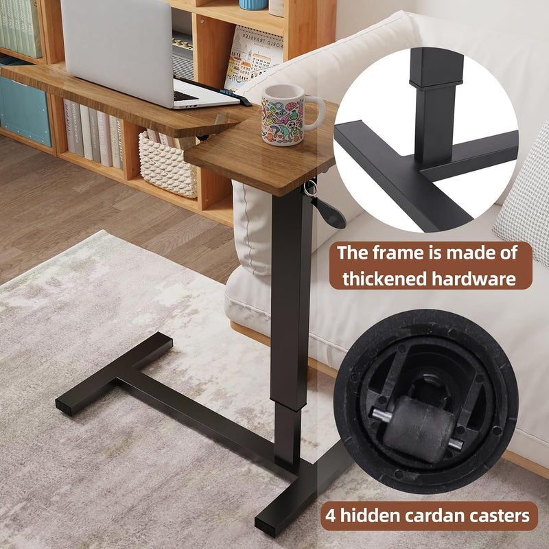 Overbed Table with Hidden Wheels Height Adjustable Tilting