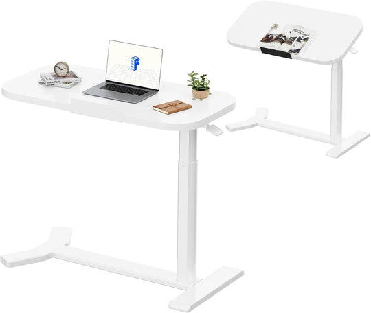 Overbed Table with Wheels Adjustable Height Bedside Rolling