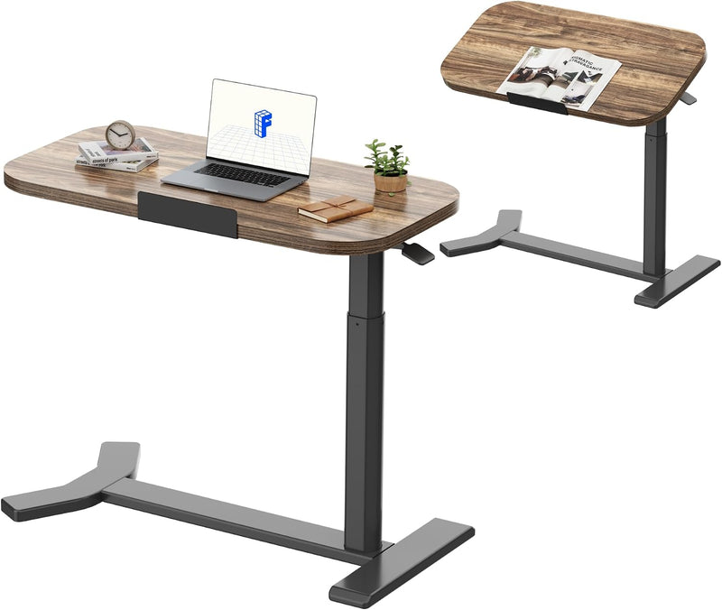 Overbed Table with Wheels Adjustable Height Bedside Rolling