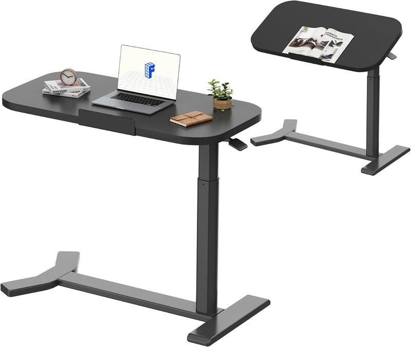Overbed Table with Wheels Adjustable Height Bedside Rolling