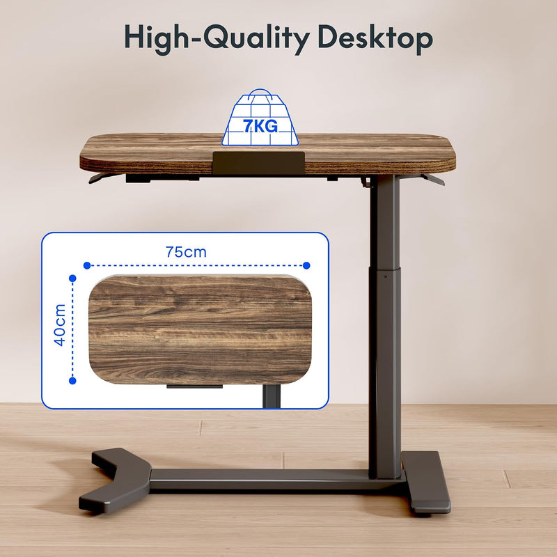 Overbed Table with Wheels Adjustable Height Bedside Rolling