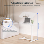 Overbed Table with Wheels Adjustable Height Bedside Rolling
