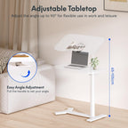 Overbed Table with Wheels Adjustable Height Bedside Rolling