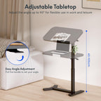 Overbed Table with Wheels Adjustable Height Bedside Rolling