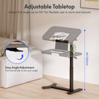 Overbed Table with Wheels Adjustable Height Bedside Rolling