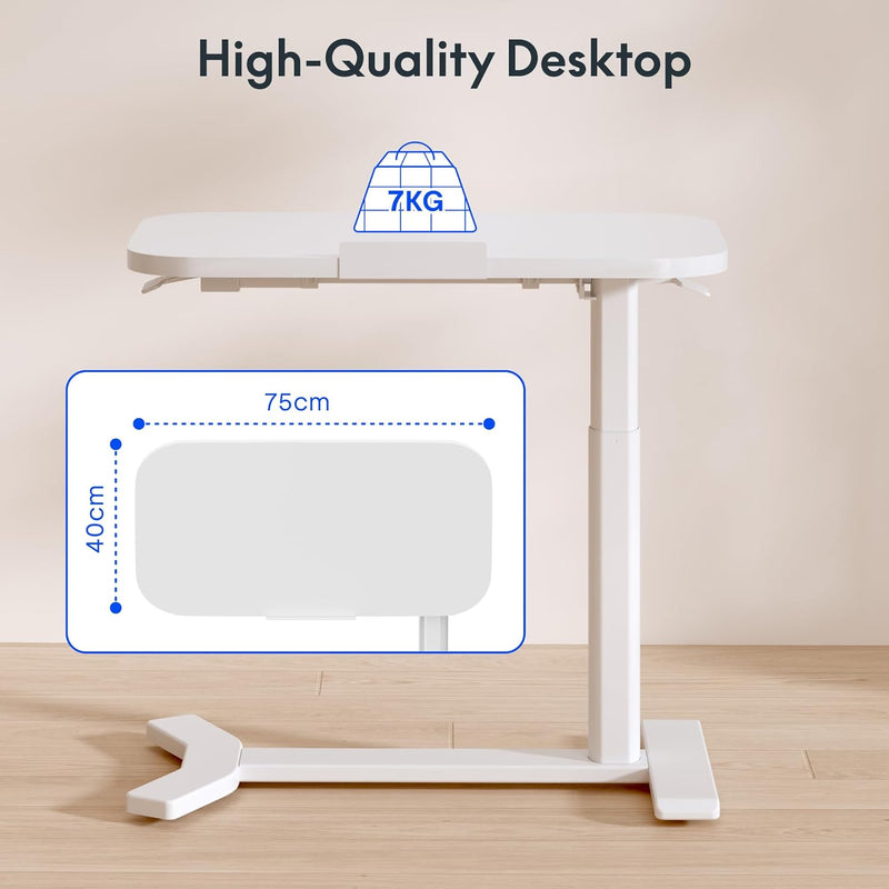 Overbed Table with Wheels Adjustable Height Bedside Rolling