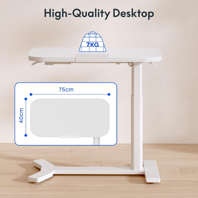 Overbed Table with Wheels Adjustable Height Bedside Rolling