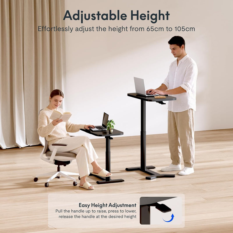 Overbed Table with Wheels Adjustable Height Bedside Rolling