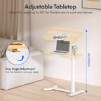 Overbed Table with Wheels Adjustable Height Bedside Rolling