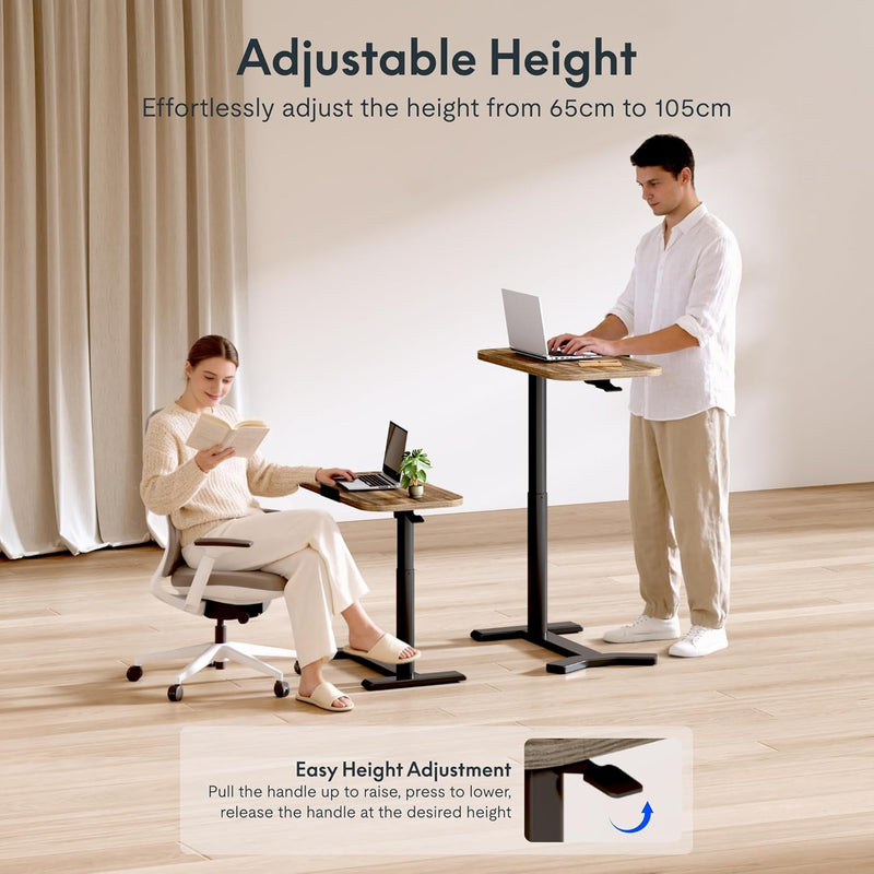 Overbed Table with Wheels Adjustable Height Bedside Rolling