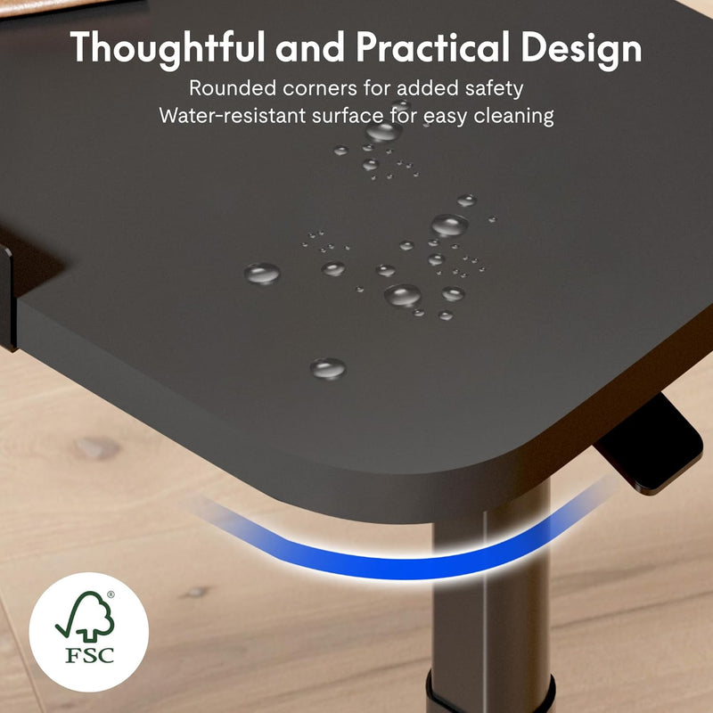 Overbed Table with Wheels Adjustable Height Bedside Rolling