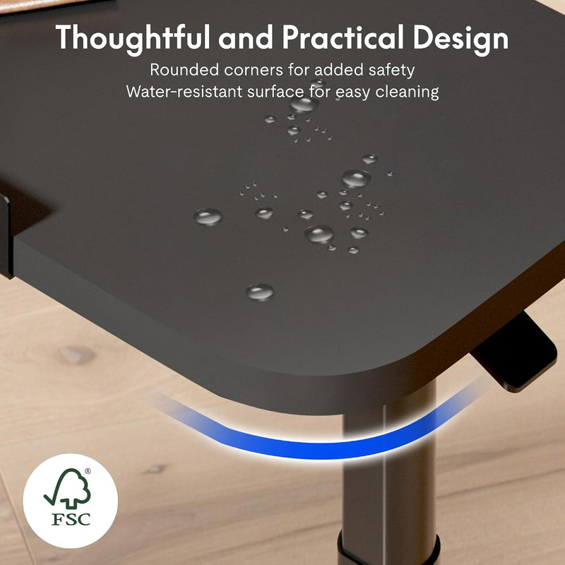 Overbed Table with Wheels Adjustable Height Bedside Rolling