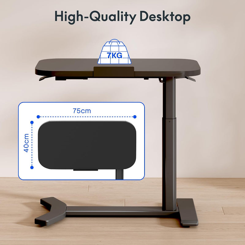 Overbed Table with Wheels Adjustable Height Bedside Rolling