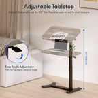 Overbed Table with Wheels Adjustable Height Bedside Rolling