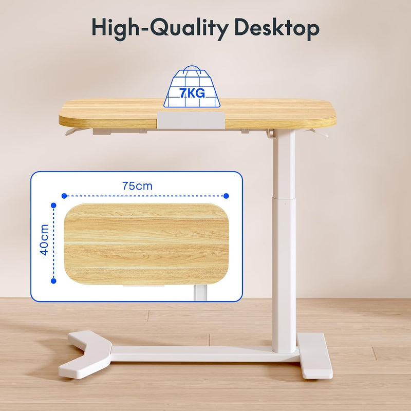 Overbed Table with Wheels Adjustable Height Bedside Rolling